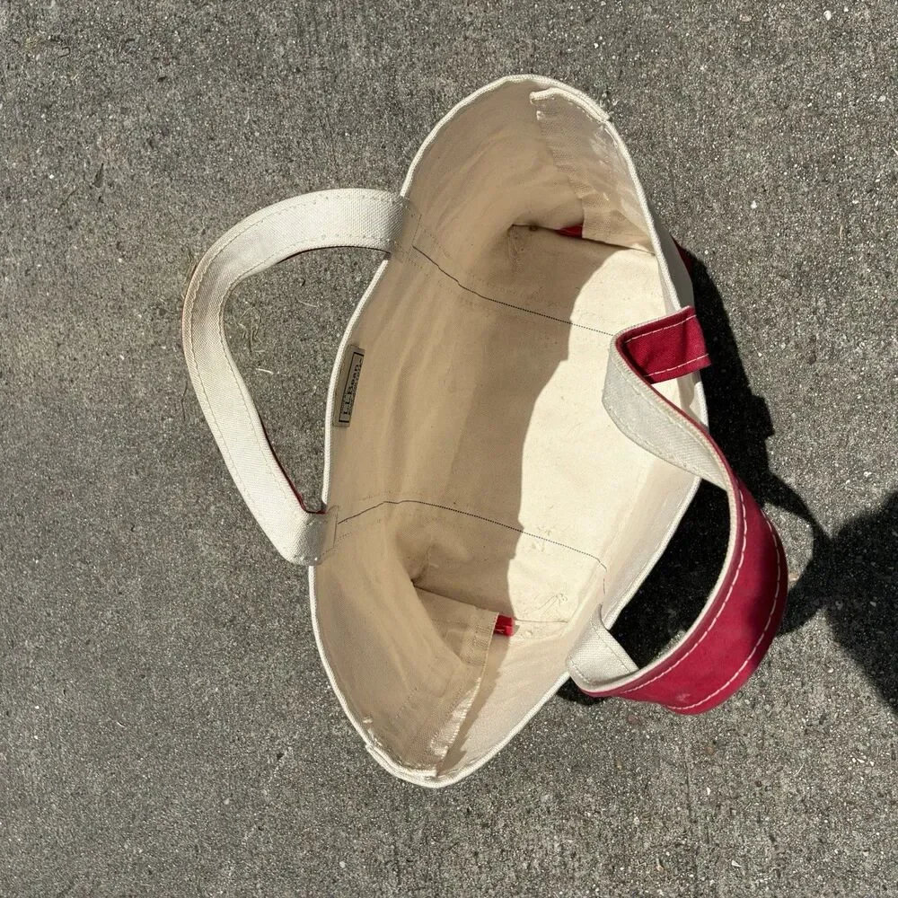 Vtg Medium Size Boat And Tote L L Bean Stiff Canvas Made In USA 11”x 12”x 5.5”